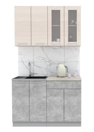 ГОТОВАЯ КУХНЯ МИЛА 1,2 (ВУДЛАЙН КРЕМОВЫЙ/ БЕТОН)