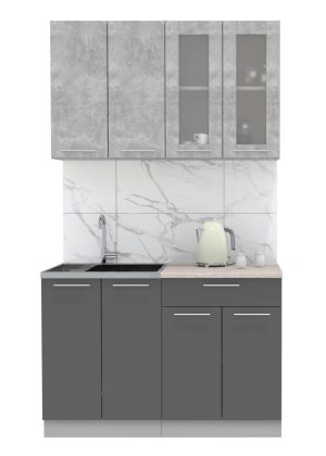 ГОТОВАЯ КУХНЯ МИЛА 1,2 (БЕТОН/ АНТРАЦИТ)