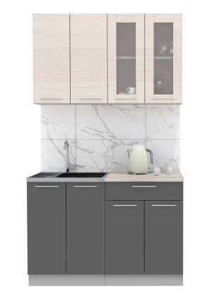 ГОТОВАЯ КУХНЯ МИЛА 1,2 (ВУДЛАЙН КРЕМОВЫЙ/ АНТРАЦИТ)