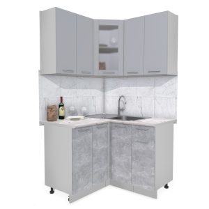 ГОТОВАЯ КУХНЯ МИЛА 1,2X1,2 (СЕРЕБРО/ БЕТОН)