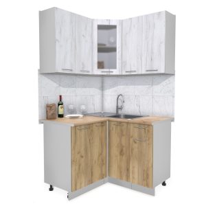 ГОТОВАЯ КУХНЯ МИЛА 1,2X1,2 (ДУБ БЕЛЫЙ/ ДУБ ЗОЛОТОЙ)