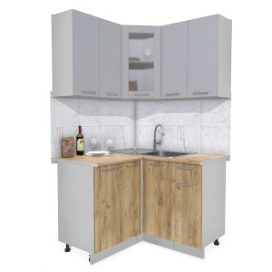 ГОТОВАЯ КУХНЯ МИЛА 1,2X1,2 (СЕРЕБРО/ ДУБ ЗОЛОТОЙ)