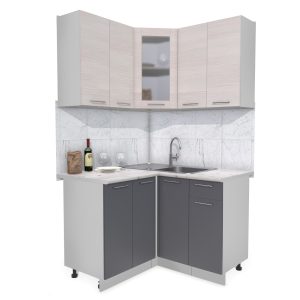 ГОТОВАЯ КУХНЯ МИЛА 1,2X1,2 (ВУДЛАЙН КРЕМОВЫЙ/ АНТРАЦИТ)