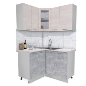 ГОТОВАЯ КУХНЯ МИЛА 1,2X1,3 (ВУДЛАЙН КРЕМОВЫЙ/ БЕТОН)