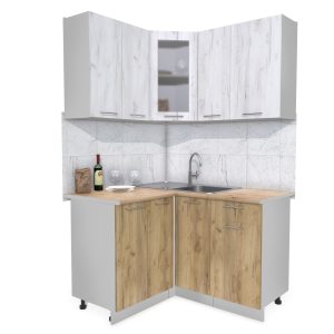 ГОТОВАЯ КУХНЯ МИЛА 1,2X1,3 (ДУБ БЕЛЫЙ/ ДУБ ЗОЛОТОЙ)