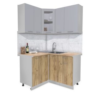 ГОТОВАЯ КУХНЯ МИЛА 1,2X1,3 (СЕРЕБРО/ ДУБ ЗОЛОТОЙ)