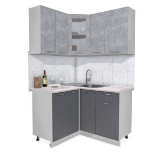 ГОТОВАЯ КУХНЯ МИЛА 1,2X1,3 (БЕТОН/ АНТРАЦИТ)