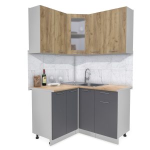 ГОТОВАЯ КУХНЯ МИЛА 1,2X1,3 (ДУБ ЗОЛОТОЙ/ АНТРАЦИТ)