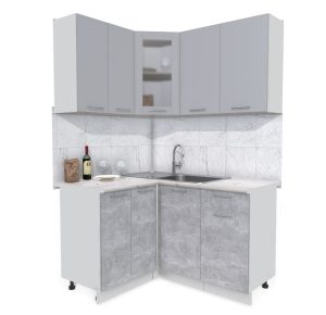 ГОТОВАЯ КУХНЯ МИЛА 1,2X1,4 (СЕРЕБРО/ БЕТОН)