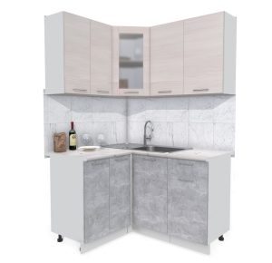 ГОТОВАЯ КУХНЯ МИЛА 1,2X1,4 (ВУДЛАЙН КРЕМОВЫЙ/ БЕТОН)