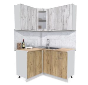 ГОТОВАЯ КУХНЯ МИЛА 1,2X1,4 (ДУБ БЕЛЫЙ/ ДУБ ЗОЛОТОЙ)