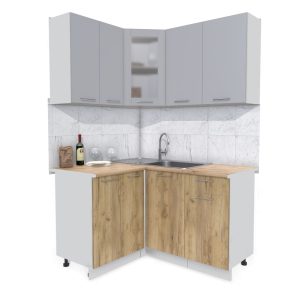 ГОТОВАЯ КУХНЯ МИЛА 1,2X1,4 (СЕРЕБРО/ ДУБ ЗОЛОТОЙ)