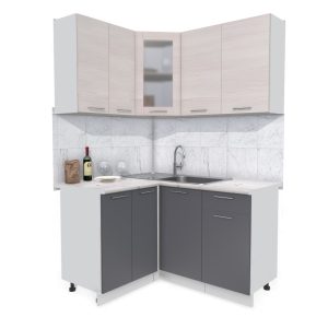 ГОТОВАЯ КУХНЯ МИЛА 1,2X1,4 (ВУДЛАЙН КРЕМОВЫЙ/ АНТРАЦИТ)