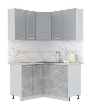 ГОТОВАЯ КУХНЯ ЛАЙТ 1,2X1,4 (СЕРЕБРО/ БЕТОН)