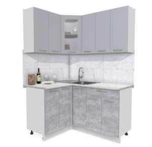 ГОТОВАЯ КУХНЯ МИЛА 1,2X1,5 (СЕРЕБРО/ БЕТОН)