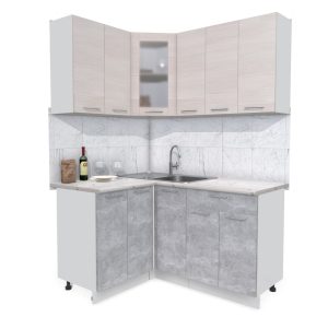 ГОТОВАЯ КУХНЯ МИЛА 1,2X1,5 (ВУДЛАЙН КРЕМОВЫЙ/ БЕТОН)