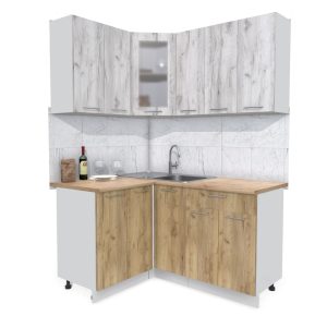 ГОТОВАЯ КУХНЯ МИЛА 1,2X1,5 (ДУБ БЕЛЫЙ/ ДУБ ЗОЛОТОЙ)