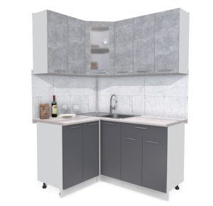 ГОТОВАЯ КУХНЯ МИЛА 1,2X1,5 (БЕТОН/ АНТРАЦИТ)