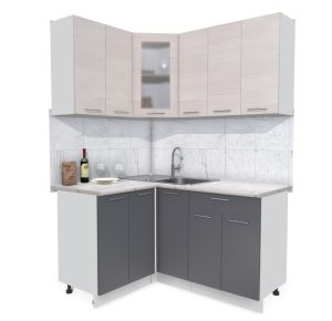 ГОТОВАЯ КУХНЯ МИЛА 1,2X1,5 (ВУДЛАЙН КРЕМОВЫЙ/ АНТРАЦИТ)