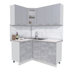 ГОТОВАЯ КУХНЯ МИЛА 1,2X1,6 (СЕРЕБРО/ БЕТОН)