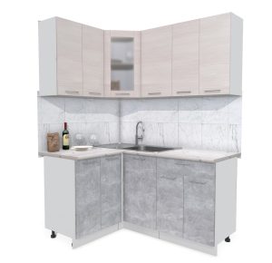 ГОТОВАЯ КУХНЯ МИЛА 1,2X1,6 (ВУДЛАЙН КРЕМОВЫЙ/ БЕТОН)