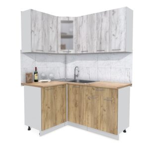 ГОТОВАЯ КУХНЯ МИЛА 1,2X1,6 (ДУБ БЕЛЫЙ/ ДУБ ЗОЛОТОЙ)