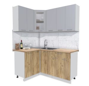 ГОТОВАЯ КУХНЯ МИЛА 1,2X1,6 (СЕРЕБРО/ ДУБ ЗОЛОТОЙ)