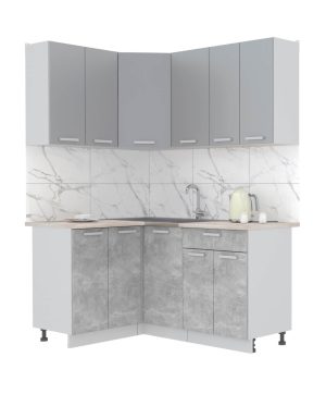 ГОТОВАЯ КУХНЯ ЛАЙТ 1,2X1,6 (СЕРЕБРО/ БЕТОН)