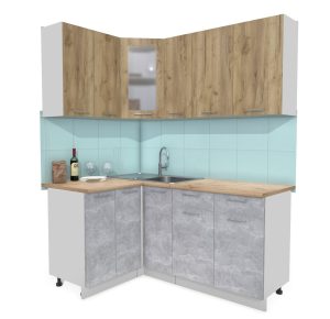 ГОТОВАЯ КУХНЯ МИЛА 1,2X1,7 (ДУБ ЗОЛОТОЙ/ БЕТОН)