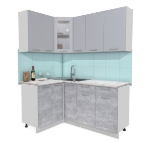 ГОТОВАЯ КУХНЯ МИЛА 1,2X1,7 (СЕРЕБРО/ БЕТОН)