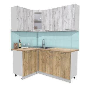 ГОТОВАЯ КУХНЯ МИЛА 1,2X1,7 (ДУБ БЕЛЫЙ/ ДУБ ЗОЛОТОЙ)