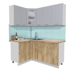 ГОТОВАЯ КУХНЯ МИЛА 1,2X1,7 (СЕРЕБРО/ ДУБ ЗОЛОТОЙ)