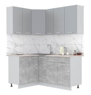 ГОТОВАЯ КУХНЯ ЛАЙТ 1,2X1,7 (СЕРЕБРО/ БЕТОН)