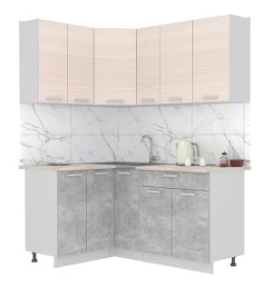 ГОТОВАЯ КУХНЯ ЛАЙТ 1,2X1,7 (ВУДЛАЙН КРЕМОВЫЙ/ БЕТОН)