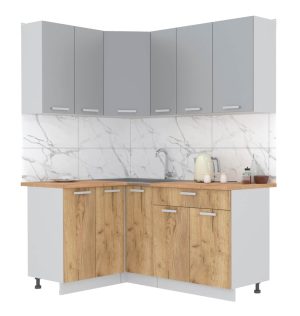 ГОТОВАЯ КУХНЯ ЛАЙТ 1,2X1,7 (СЕРЕБРО/ ДУБ ЗОЛОТОЙ)