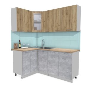 ГОТОВАЯ КУХНЯ МИЛА 1,2X1,8 (ДУБ ЗОЛОТОЙ/ БЕТОН)