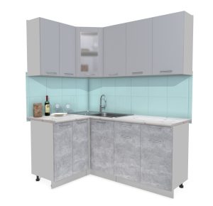 ГОТОВАЯ КУХНЯ МИЛА 1,2X1,8 (СЕРЕБРО/ БЕТОН)