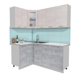 ГОТОВАЯ КУХНЯ МИЛА 1,2X1,8 (ВУДЛАЙН КРЕМОВЫЙ/ БЕТОН)