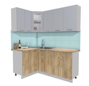 ГОТОВАЯ КУХНЯ МИЛА 1,2X1,8 (СЕРЕБРО/ ДУБ ЗОЛОТОЙ)