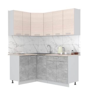 ГОТОВАЯ КУХНЯ ЛАЙТ 1,2X1,8 (ВУДЛАЙН КРЕМОВЫЙ/ БЕТОН)