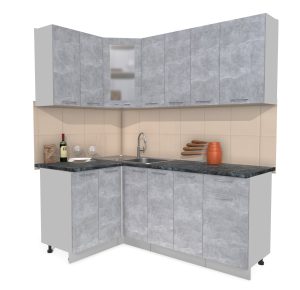 ГОТОВАЯ КУХНЯ МИЛА 1,2X1,9 (БЕТОН/ БЕТОН)