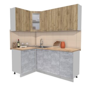 ГОТОВАЯ КУХНЯ МИЛА 1,2X1,9 (ДУБ ЗОЛОТОЙ/ БЕТОН)