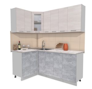 ГОТОВАЯ КУХНЯ МИЛА 1,2X1,9 (ВУДЛАЙН КРЕМОВЫЙ/ БЕТОН)