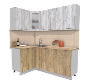 ГОТОВАЯ КУХНЯ МИЛА 1,2X1,9 (ДУБ БЕЛЫЙ/ ДУБ ЗОЛОТОЙ)