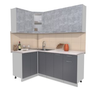 ГОТОВАЯ КУХНЯ МИЛА 1,2X1,9 (БЕТОН/ АНТРАЦИТ)