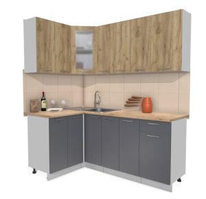 ГОТОВАЯ КУХНЯ МИЛА 1,2X1,9 (ДУБ ЗОЛОТОЙ/ АНТРАЦИТ)