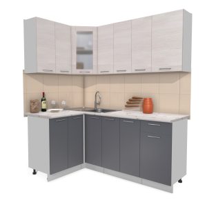 ГОТОВАЯ КУХНЯ МИЛА 1,2X1,9 (ВУДЛАЙН КРЕМОВЫЙ/ АНТРАЦИТ)