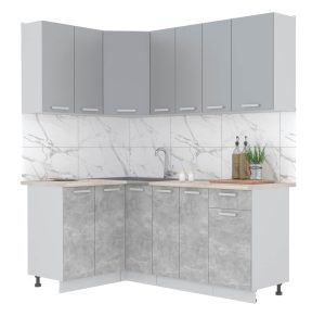 ГОТОВАЯ КУХНЯ ЛАЙТ 1,2X1,9 (СЕРЕБРО/ БЕТОН)