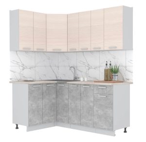 ГОТОВАЯ КУХНЯ ЛАЙТ 1,2X1,9 (ВУДЛАЙН КРЕМОВЫЙ/ БЕТОН)