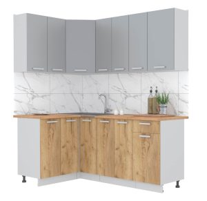 ГОТОВАЯ КУХНЯ ЛАЙТ 1,2X1,9 (СЕРЕБРО/ ДУБ ЗОЛОТОЙ)